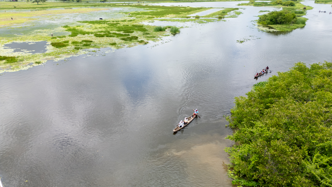 Recorridos por la ciénaga El Charcón. Las acciones de limpieza de los cuerpos de agua permitieron recorrer el territorio, conocer sus dinámicas y entender que el cuidado de la naturaleza es una responsabilidad colectiva. Créditos: Fondo Acción
